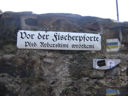 Foto Bautzen: Straenschild Vor der Fischerpforte