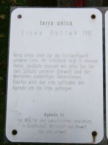 Bild: Hinweistafel fr Terra unica