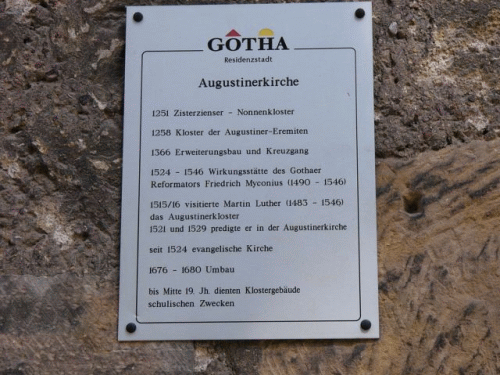 Photo inscription de Gotha : histoire de l'glise des Augustins