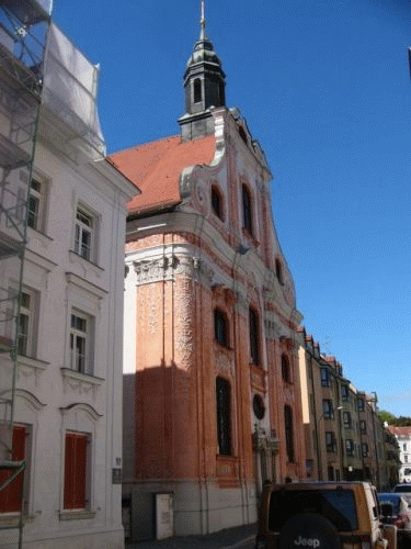 Photo Asam church in Ingolstadt: main street-front faade