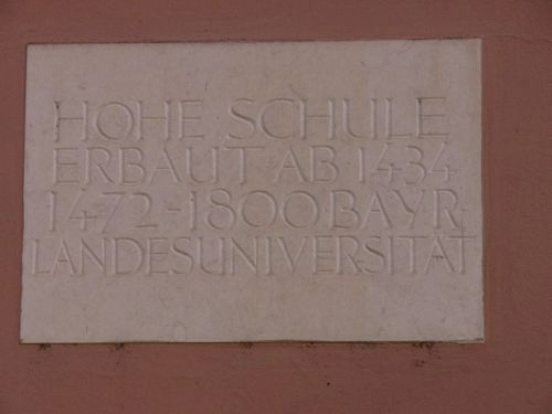 Foto Hohe Schule in Ingolstadt: erste Inschrift