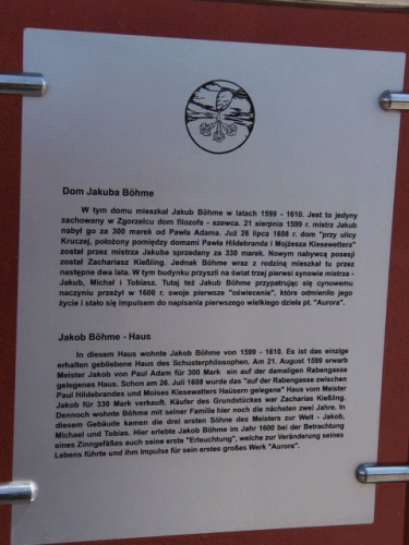Photo Zgorzelec : maison de Jakob Bhme, inscription bilingue