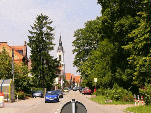 Foto Edingen: Hauptstrae und evangelische Kirche